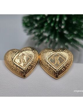 ✨2/$10✨ Charming Heart Letter K Gold Tone Stud Earrings by Avon